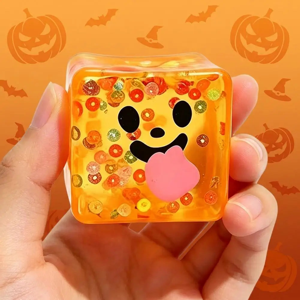 Creative Ugly Face Design Ice Cool Squishy Toy Stack One Stack Ice Cube Shape Stack One Stack Ice Cube Shape Halloween Gift