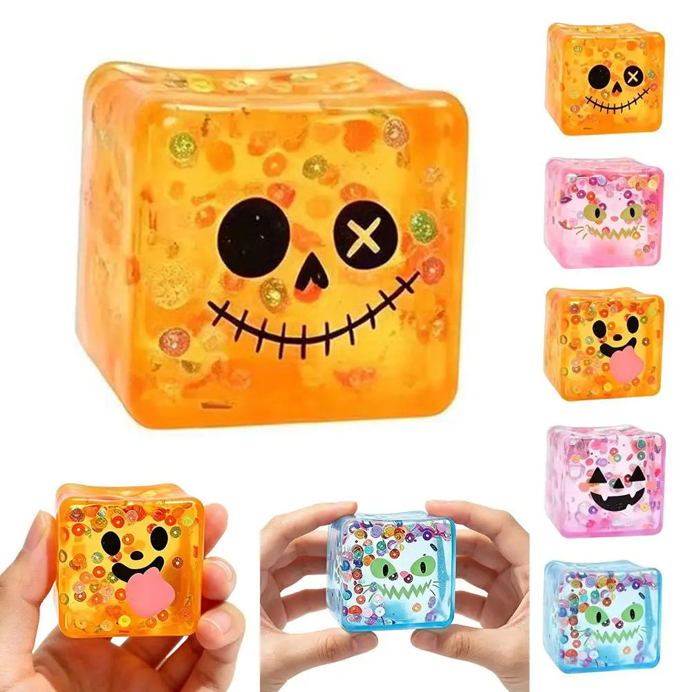 Creative Ugly Face Design Ice Cool Squishy Toy Stack One Stack Ice Cube Shape Stack One Stack Ice Cube Shape Halloween Gift
