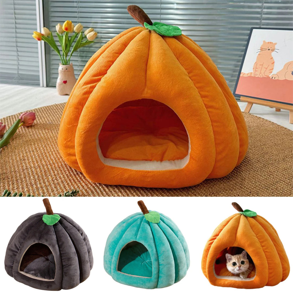 🎃 Halloween Pumpkin Cat Cave Bed – Cozy, Warm & Adorably Spooky!