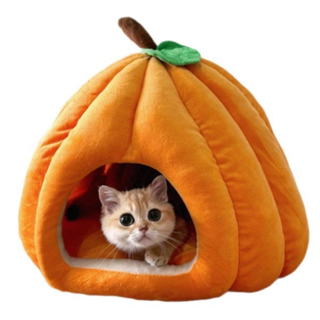 🎃 Halloween Pumpkin Cat Cave Bed – Cozy, Warm & Adorably Spooky!
