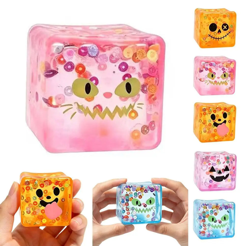 Creative Ugly Face Design Ice Cool Squishy Toy Stack One Stack Ice Cube Shape Stack One Stack Ice Cube Shape Halloween Gift