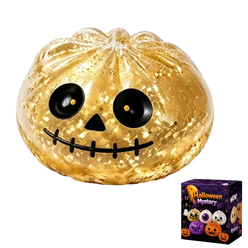 Halloween Pectin Dumpling Squishies Cute Ghost Bun Toy Slow Rising Stress Relief Fidget Toy for Kids Adults Anti-Anxiety Gif