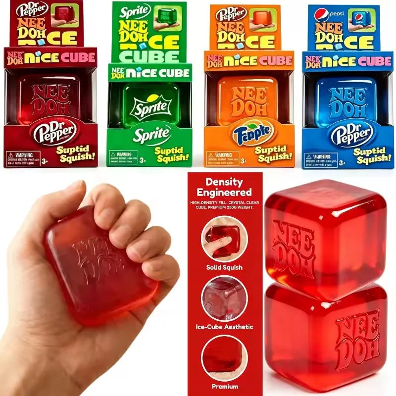 Schylling NeeDoh Nice Cube Sensory Squeeze Toy with Super Solid Squish Stress Relief Anxiety Sensory Tool Stress Reliever Toys