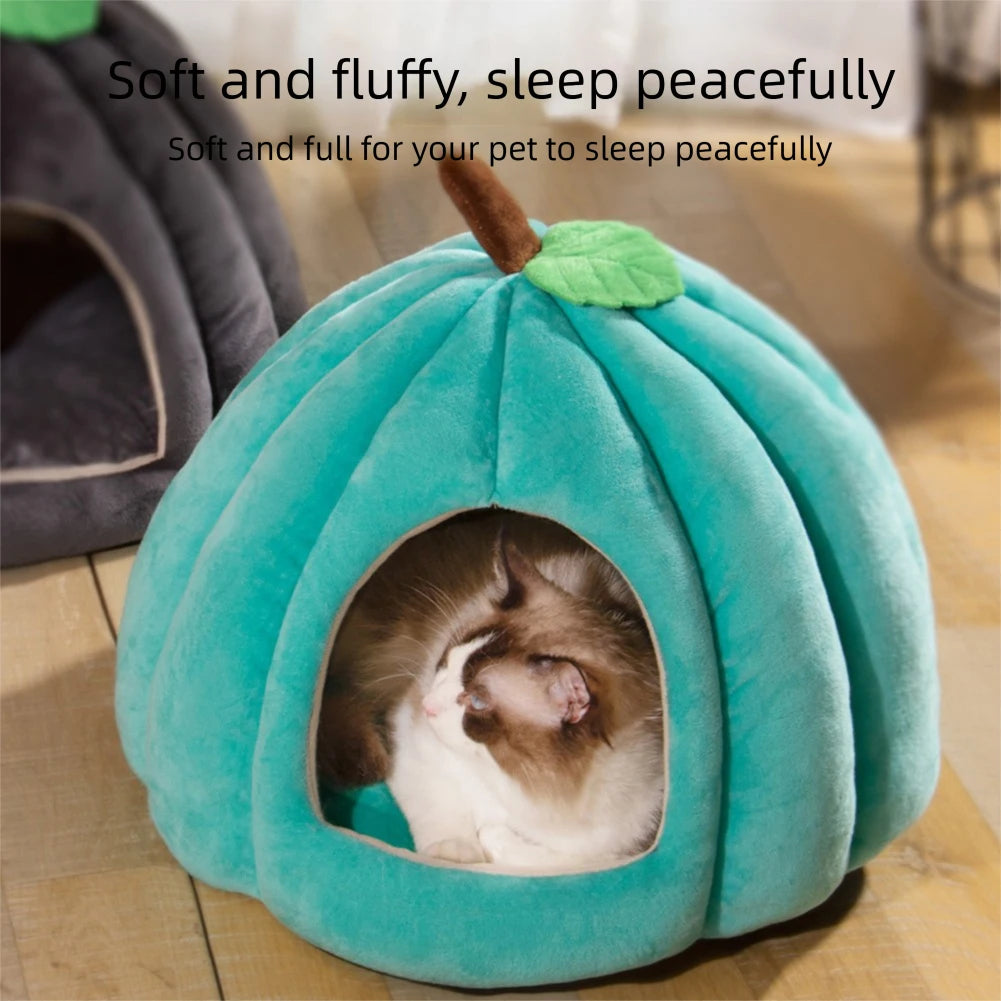 🎃 Halloween Pumpkin Cat Cave Bed – Cozy, Warm & Adorably Spooky!