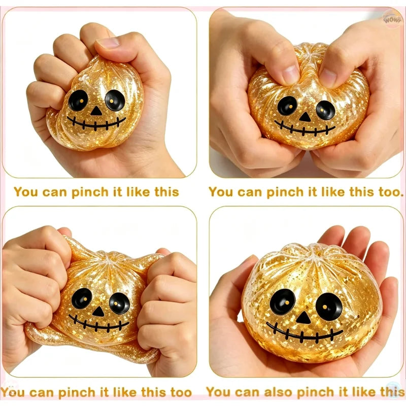 Halloween Pectin Dumpling Squishies Cute Ghost Bun Toy Slow Rising Stress Relief Fidget Toy for Kids Adults Anti-Anxiety Gif