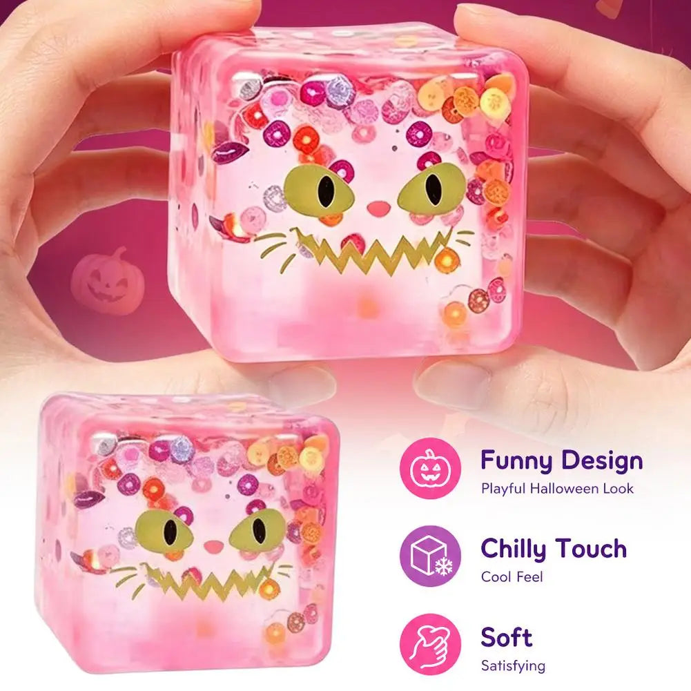 Creative Ugly Face Design Ice Cool Squishy Toy Stack One Stack Ice Cube Shape Stack One Stack Ice Cube Shape Halloween Gift