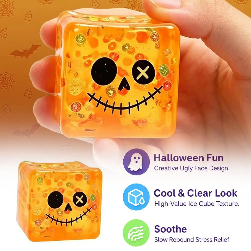 Creative Ugly Face Design Ice Cool Squishy Toy Stack One Stack Ice Cube Shape Stack One Stack Ice Cube Shape Halloween Gift