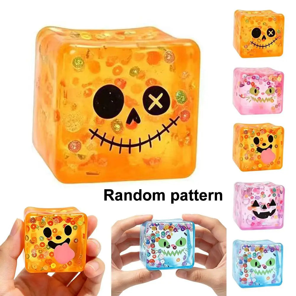Creative Ugly Face Design Ice Cool Squishy Toy Stack One Stack Ice Cube Shape Stack One Stack Ice Cube Shape Halloween Gift