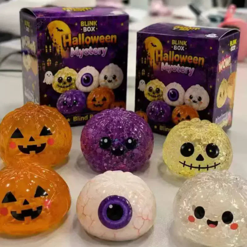 Halloween Pectin Dumpling Squishies Cute Ghost Bun Toy Slow Rising Stress Relief Fidget Toy for Kids Adults Anti-Anxiety Gif