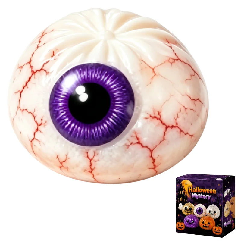 Halloween Pectin Dumpling Squishies Cute Ghost Bun Toy Slow Rising Stress Relief Fidget Toy for Kids Adults Anti-Anxiety Gif