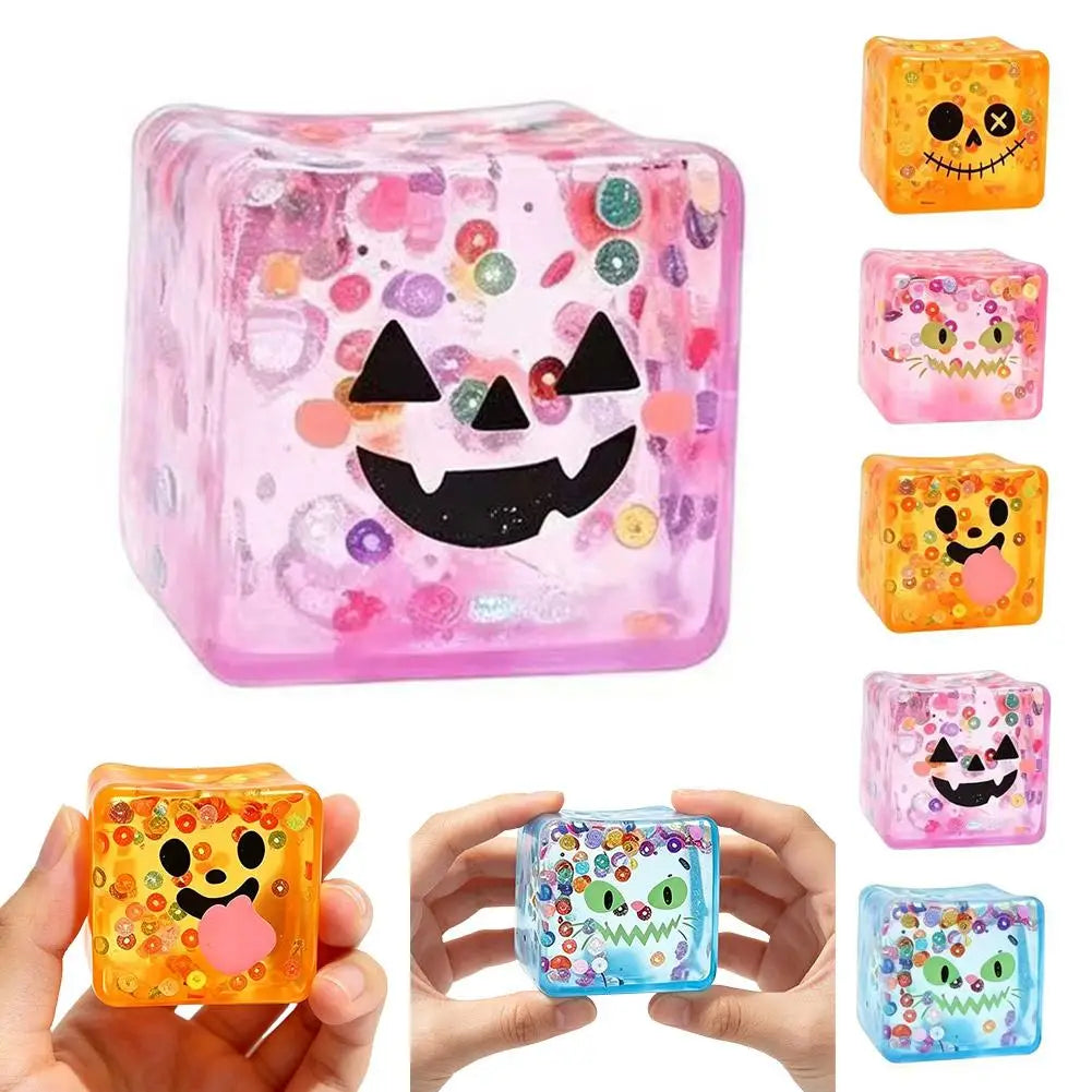 Creative Ugly Face Design Ice Cool Squishy Toy Stack One Stack Ice Cube Shape Stack One Stack Ice Cube Shape Halloween Gift