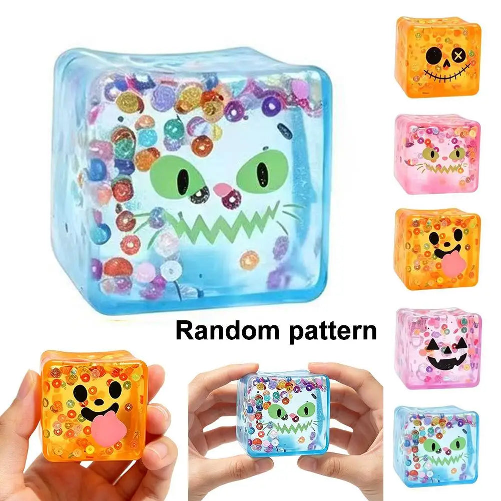 Creative Ugly Face Design Ice Cool Squishy Toy Stack One Stack Ice Cube Shape Stack One Stack Ice Cube Shape Halloween Gift