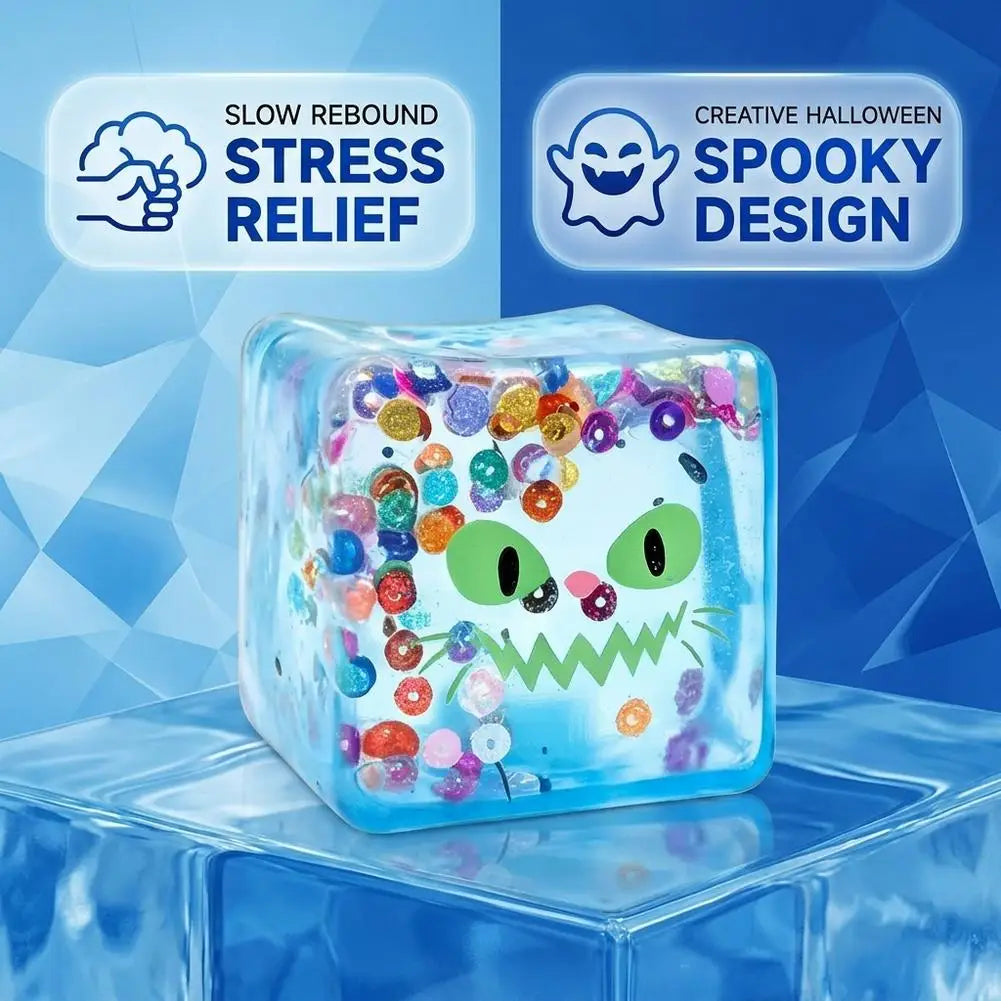 Creative Ugly Face Design Ice Cool Squishy Toy Stack One Stack Ice Cube Shape Stack One Stack Ice Cube Shape Halloween Gift