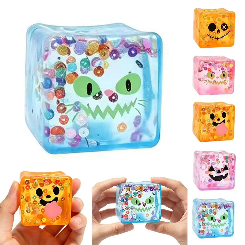 Creative Ugly Face Design Ice Cool Squishy Toy Stack One Stack Ice Cube Shape Stack One Stack Ice Cube Shape Halloween Gift