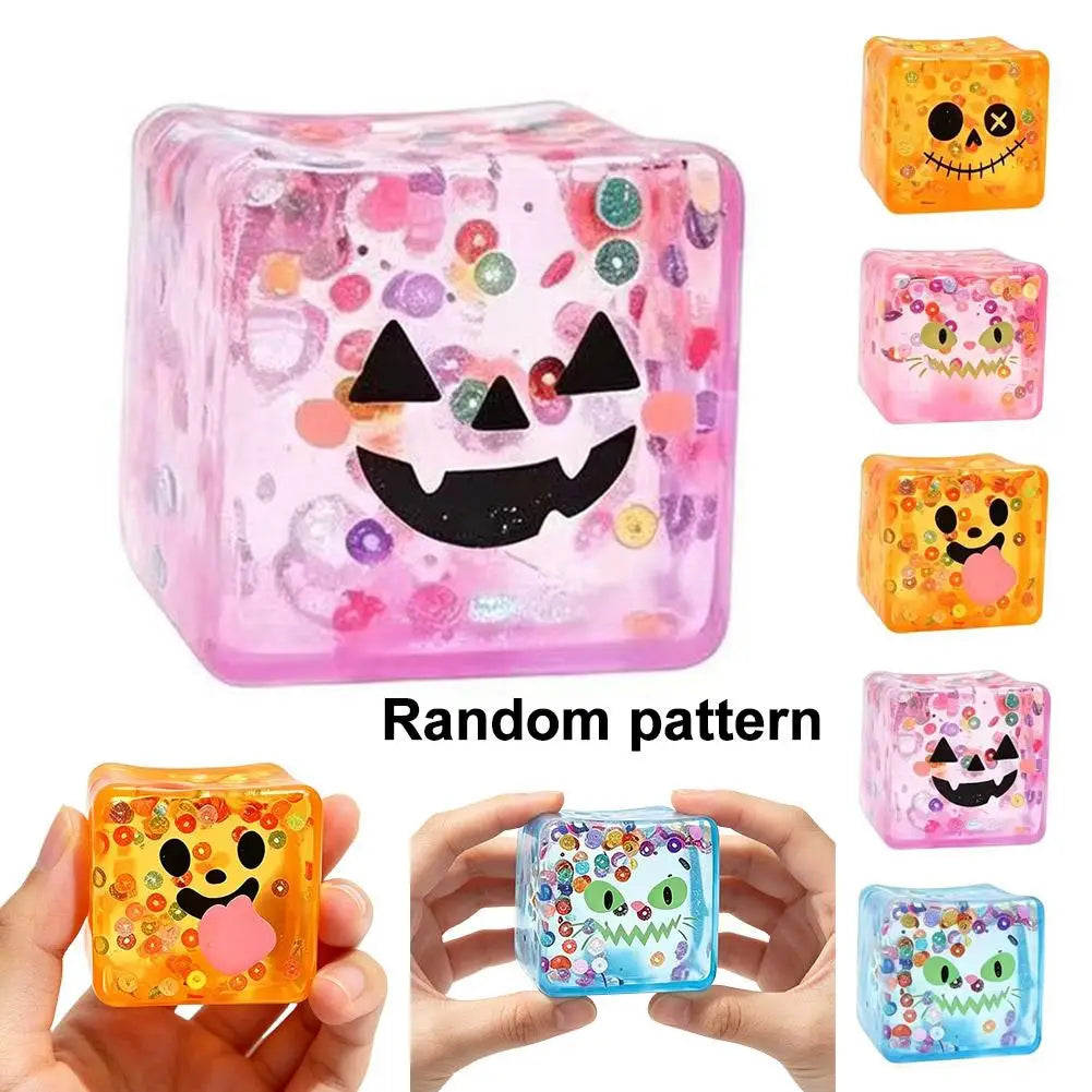 Creative Ugly Face Design Ice Cool Squishy Toy Stack One Stack Ice Cube Shape Stack One Stack Ice Cube Shape Halloween Gift