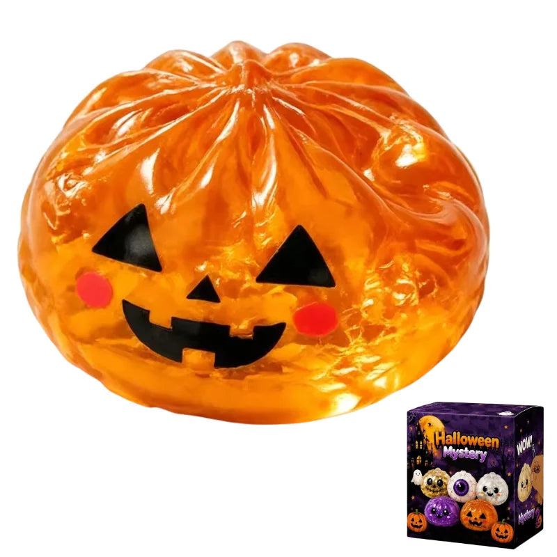 Halloween Pectin Dumpling Squishies Cute Ghost Bun Toy Slow Rising Stress Relief Fidget Toy for Kids Adults Anti-Anxiety Gif
