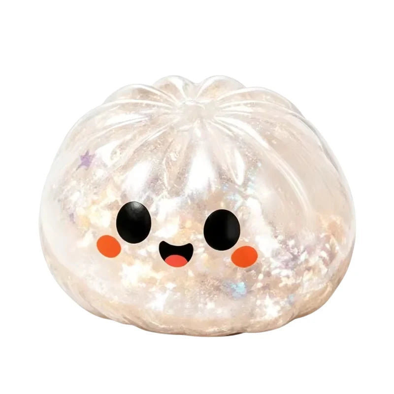 Halloween Pectin Dumpling Squishies Cute Ghost Bun Toy Slow Rising Stress Relief Fidget Toy for Kids Adults Anti-Anxiety Gif